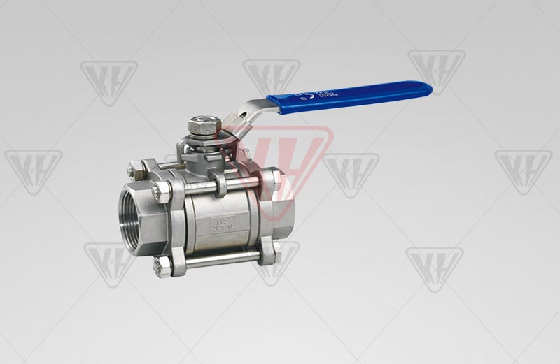 Three-piece welded stainless steel ball valve